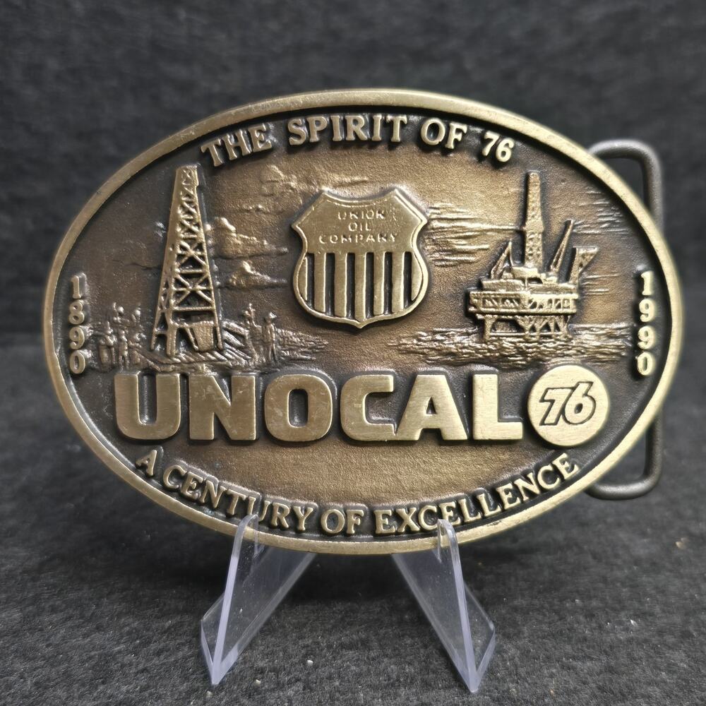 Vintage 1990 Unocal Spirit of 76 A Century of Excellence Solid Bronze Buckle